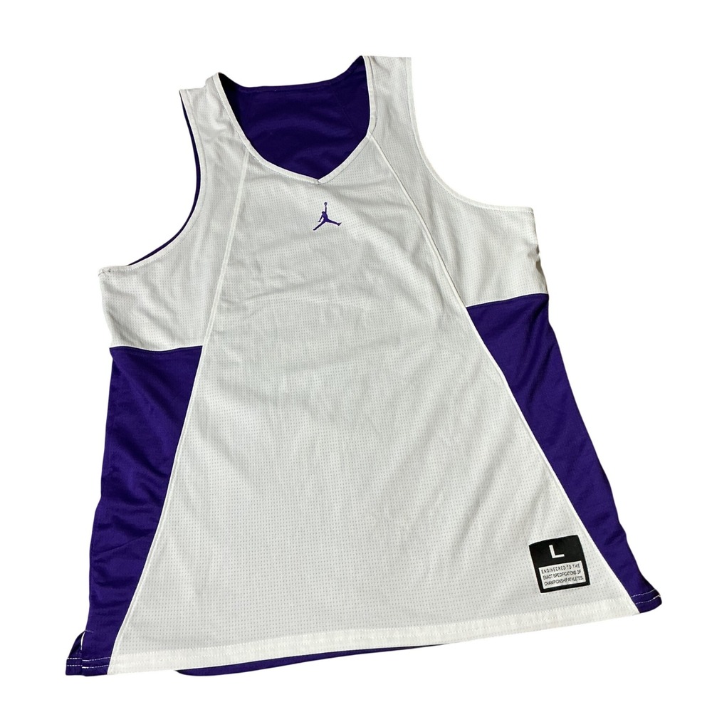 Jordan Reversible Basketball‎ Jersey White Purple Mesh Tank Top 865848-545 Large